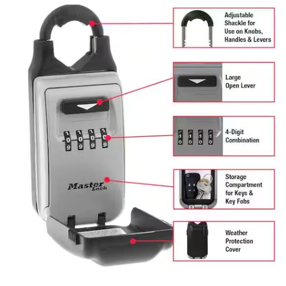 NEW Master Lock 5420EC Combination Portable Lock Box Adjustable 6 Key Capacity - Picture 3 of 3